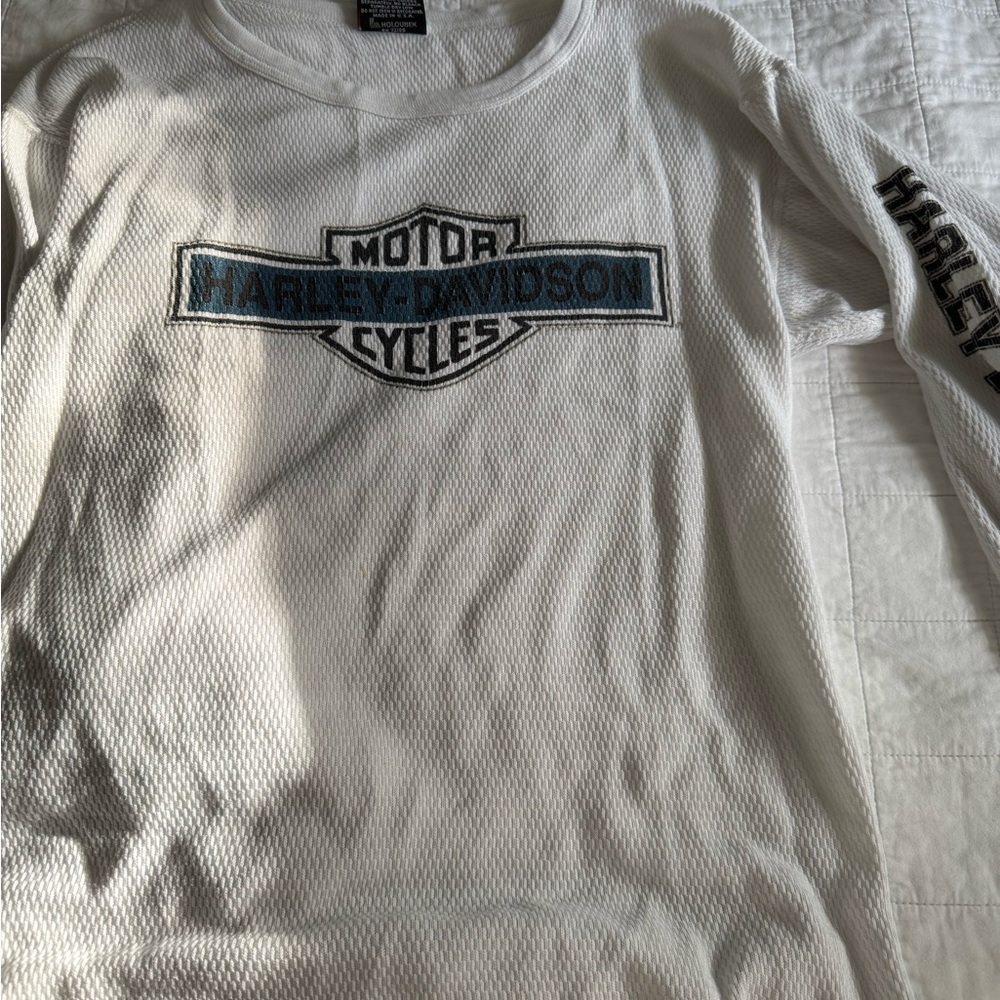 Harley-Davidson White and Black Long Sleeve Tee